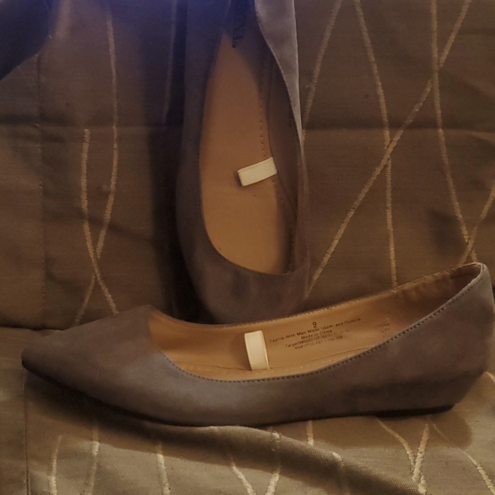 Grey faux suede Merino flats